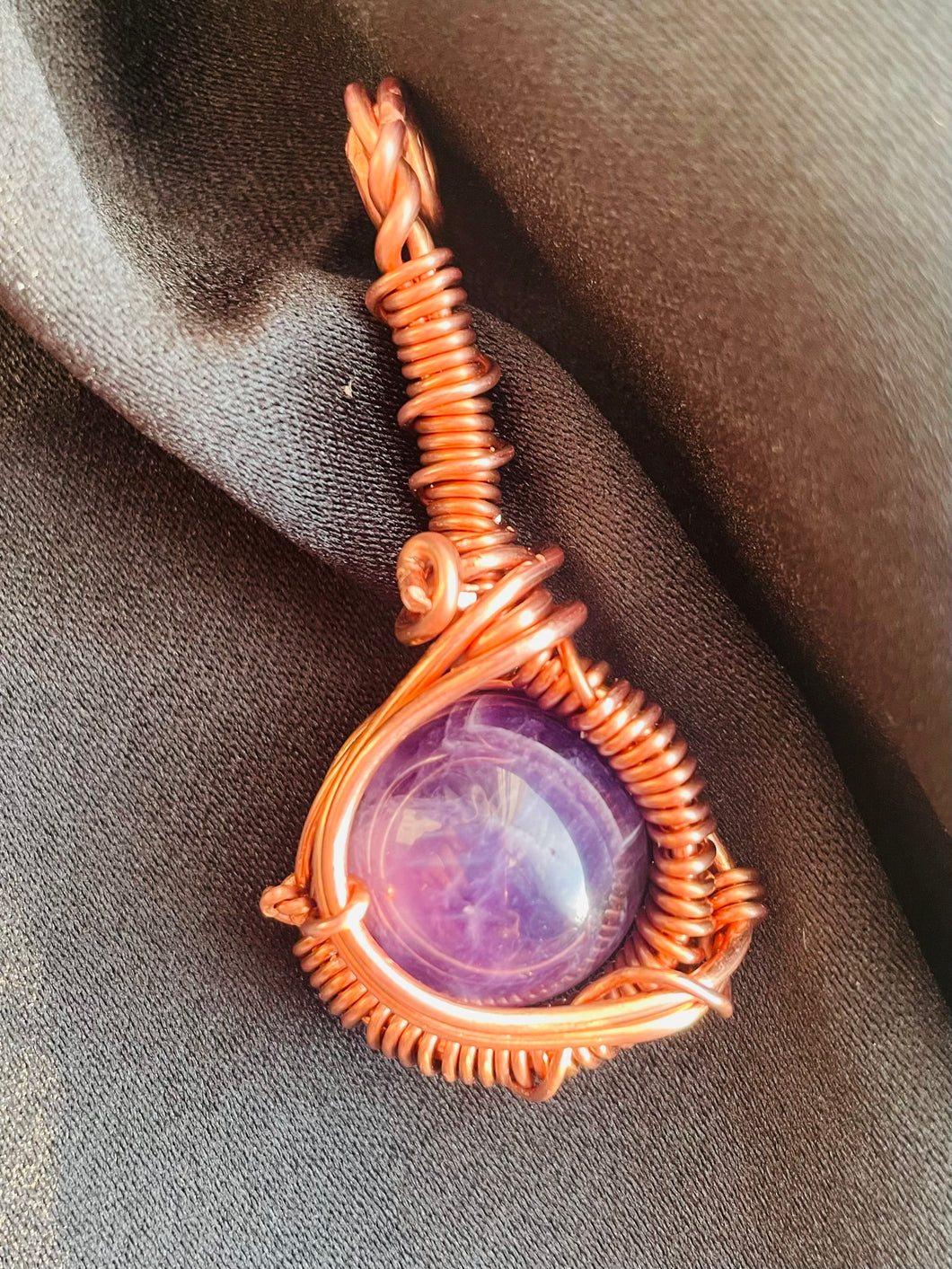 Amethyst Spinning Crystal Ball Pendant