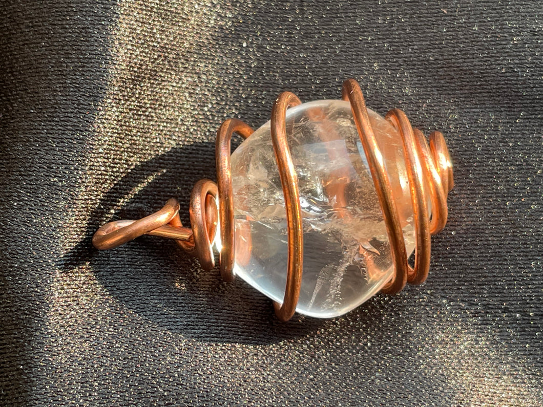 Clear Quartz wrapped in Copper