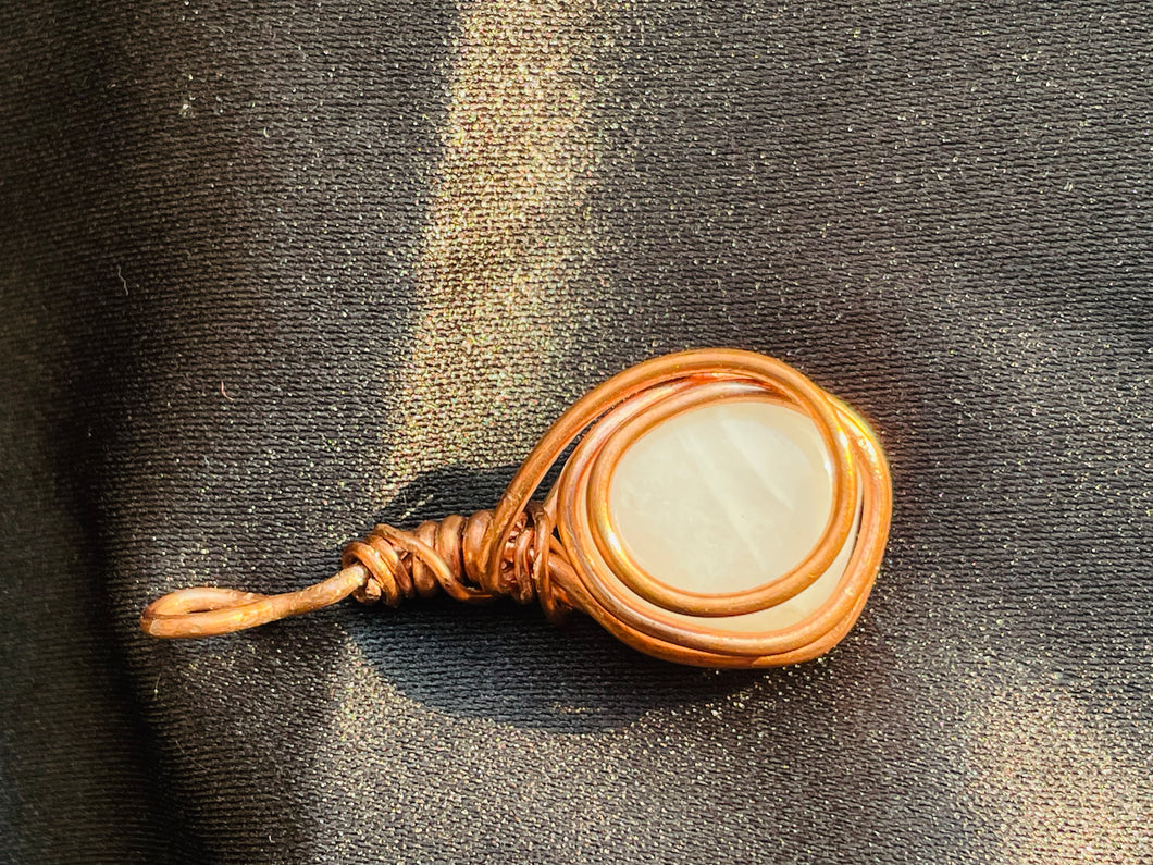 Milky Quartz Copper wrapped pendant