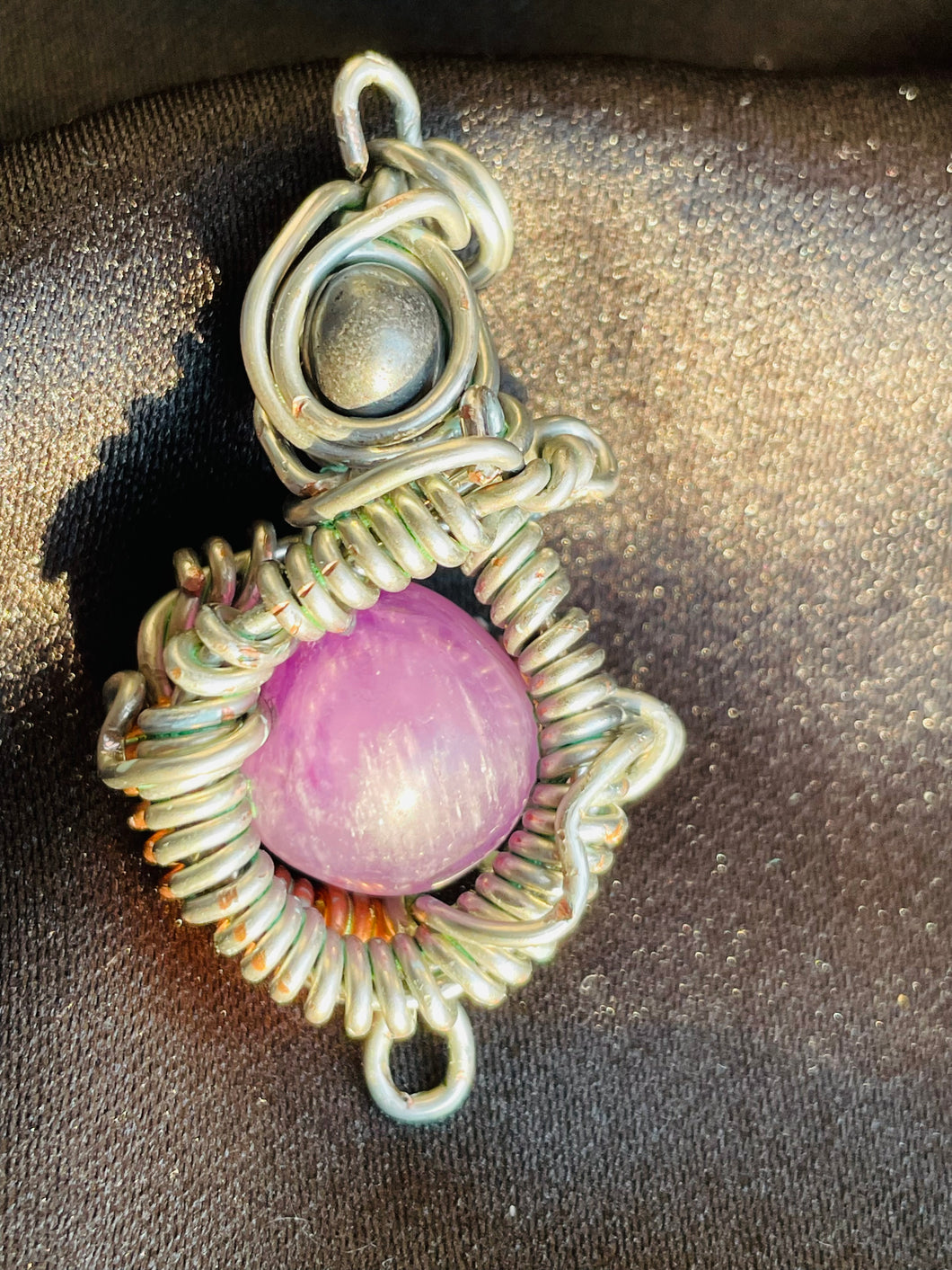 Exotic Amethyst and Obsidian pendant