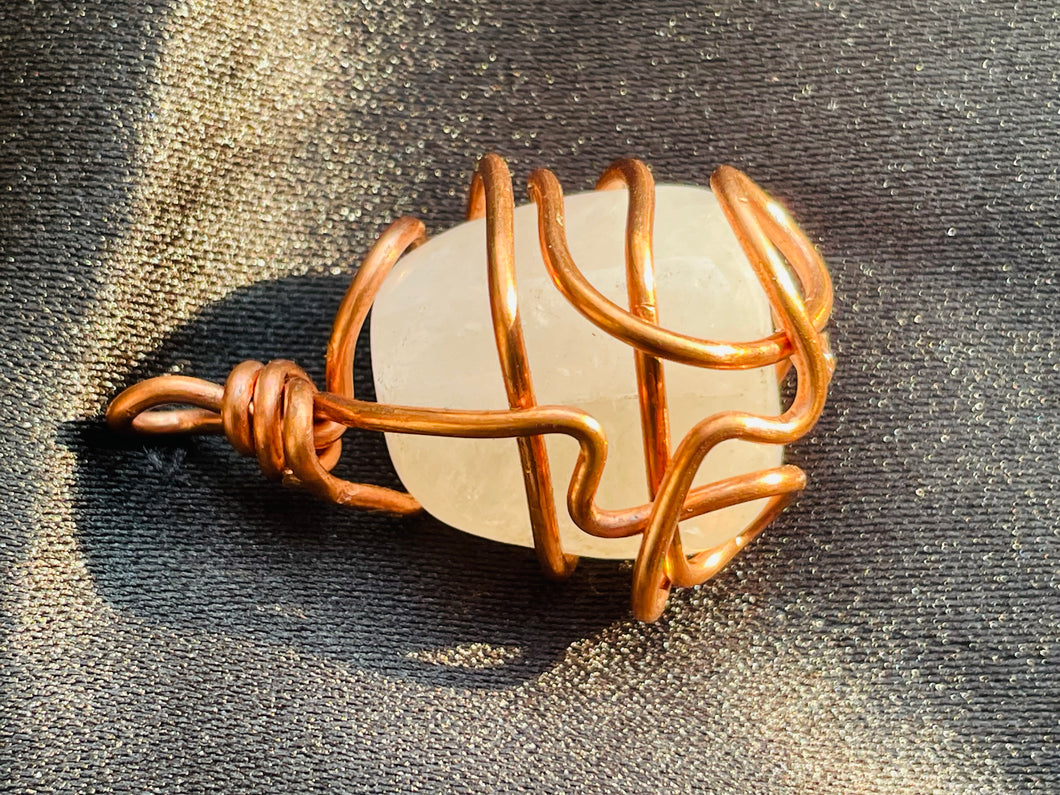 Milky Quartz Copper Wrapped Pendant