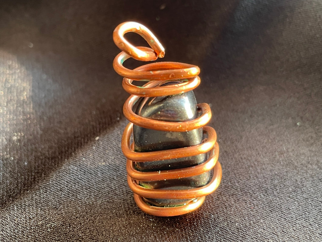 Hematite Wrapped in Bare Copper Wraps