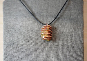 Copper Wrapped Unakite Pendant