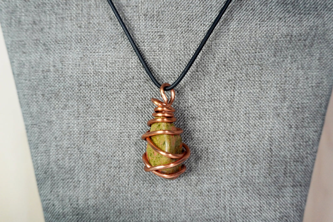 Unakite Healing Stone Wrapped in Copper