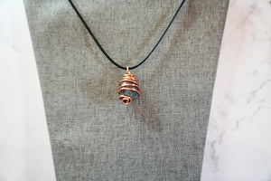 Bloodstone Crystal Pendant Wrapped in bare soft Copper