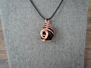 Black Onyx Pendant wrapped in Bare Copper