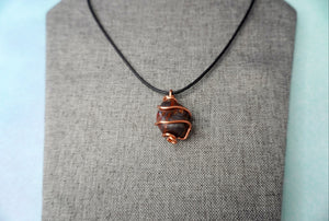 Red Tiger's Eye Wrapped in Soft Bare Copper