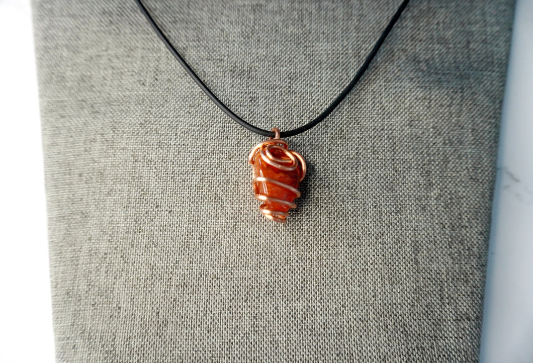 Copper Wrapped Red Carnelian Healing Stone