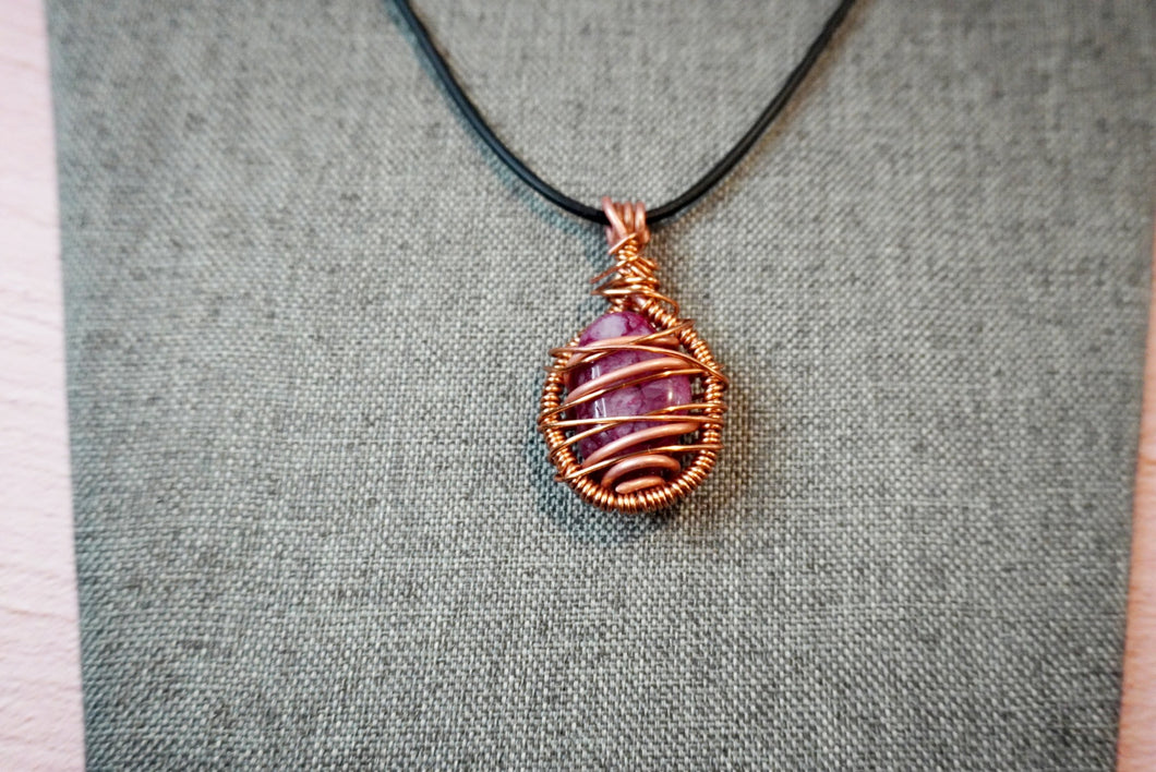 Copper Wrapped Pink agate