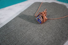 Load image into Gallery viewer, Pyramid Shaped Lapis Lazuli Copper Wrapped pendant
