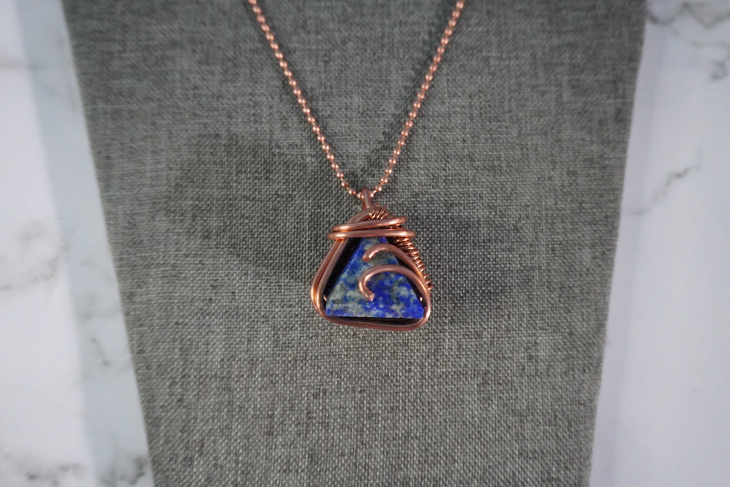 Pyramid Shaped Lapis Lazuli Copper Wrapped pendant