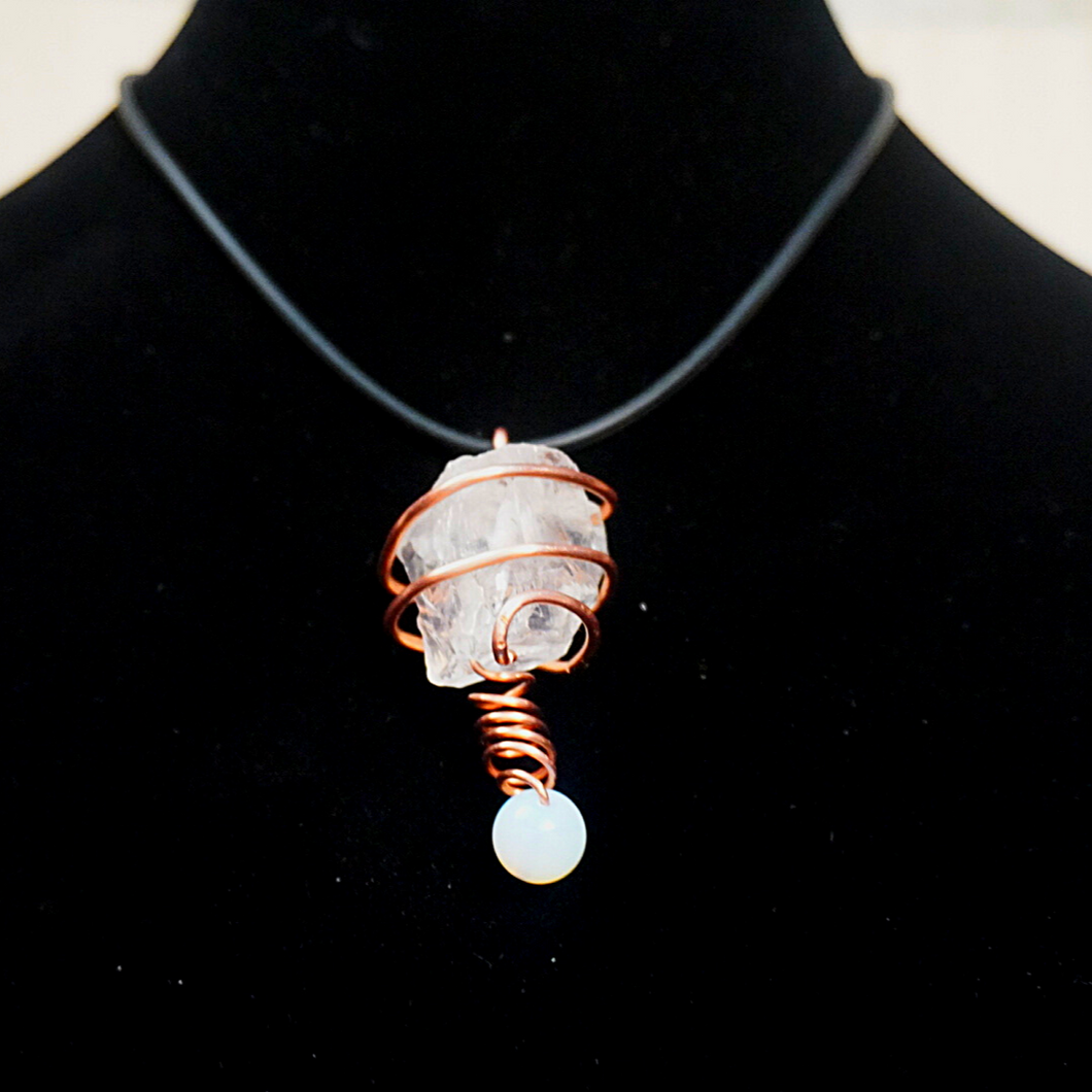 Clear Quartz Crystal with Opal extension