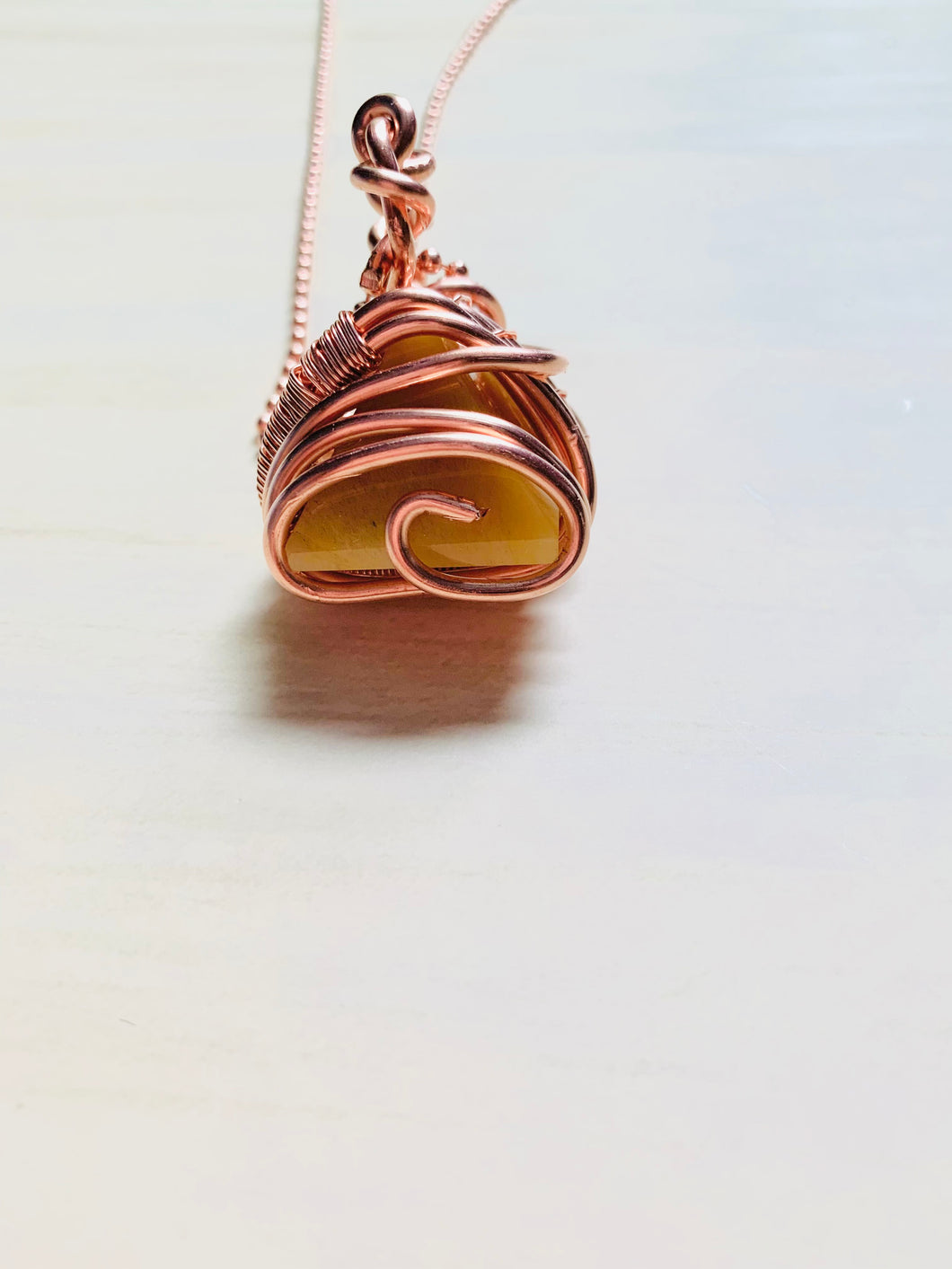 Citrine Copper Wrapped Pyramid