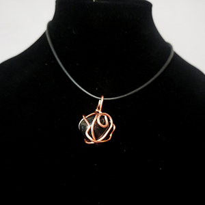 Black Onyx Pendant wrapped in Bare Copper